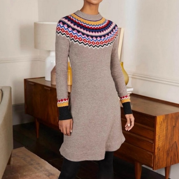 Boden Dresses & Skirts - Boden Woman 12R Millie‎ Fair Isle Wool Blend Sweater dress preppy academic boho